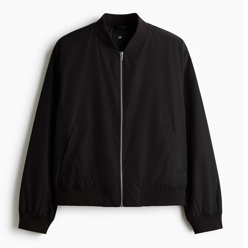 H&M Lightweight Black Bomber Jacket - M